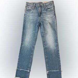 Ag Adriano Goldschmied The Isabelle High Rise Straight Crop Blue Jeans Size 24
